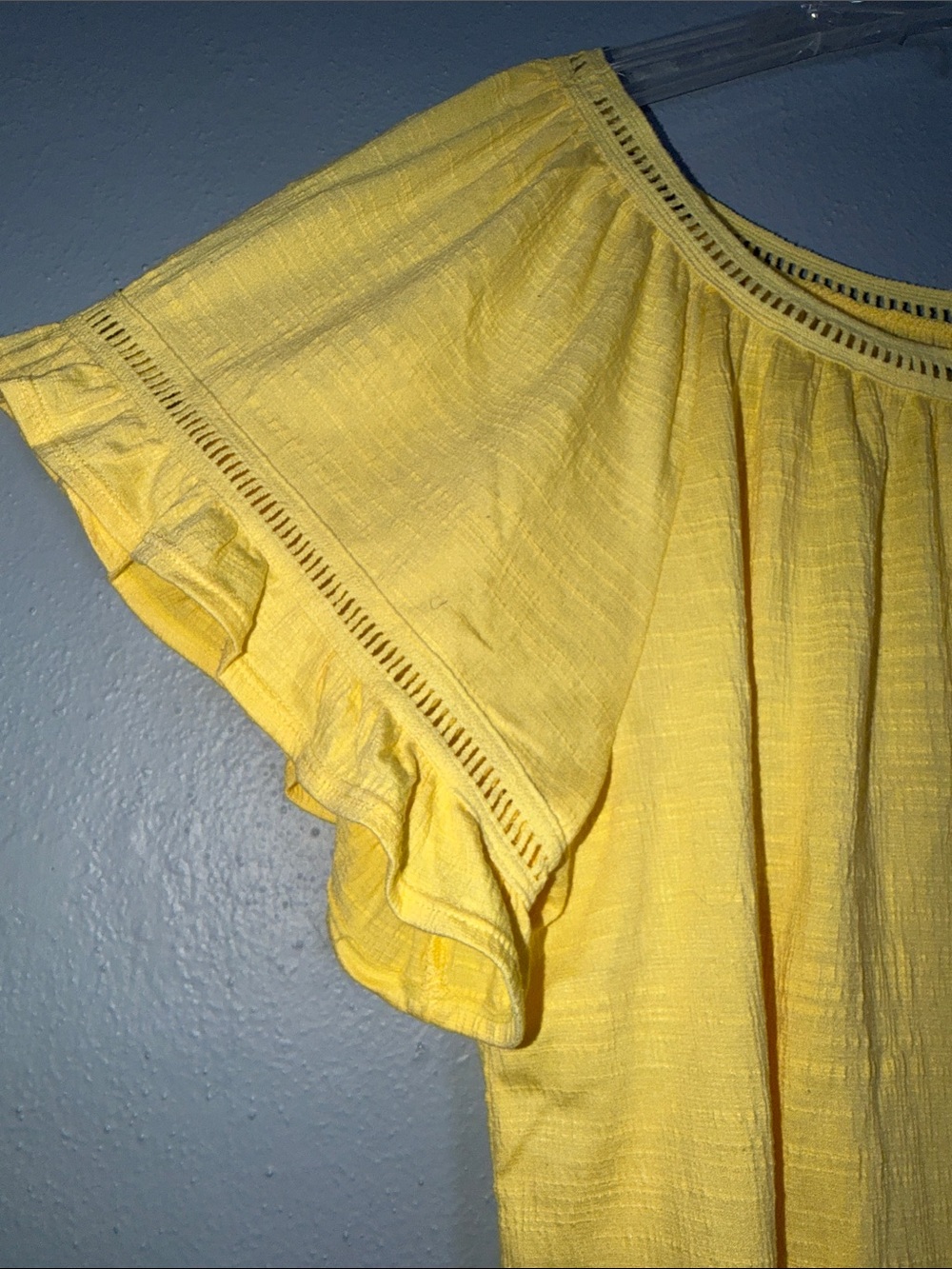 Max Studio Light Yellow Ruffled Peasant Blouse - Picture 3 of 4